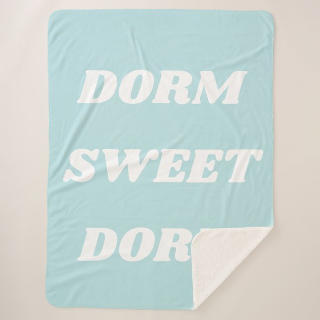 Cobertor Sherpa Dorm Sweet Dorm - Azul-Aqua Claro (Frente)