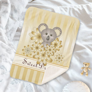 Cobertor Sherpa Dourada Stripe Cute Baby Koala