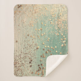 Cobertor Sherpa Douradas estrelas reluzentes na braçadeira verde