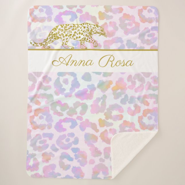 Cobertor Sherpa *~* Douradas Manchas Cortantes de Pastel Leopardo (Frente)