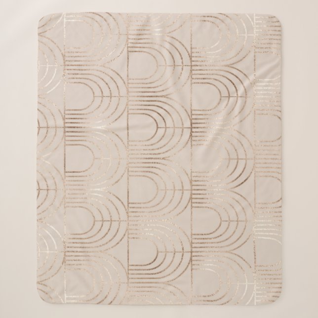 Cobertor Sherpa Dourado Arch Azulejo Art Deco. (Frente)