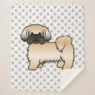Cobertor Sherpa Dourado com a máscara negra Shih Tzu Cute Cartoon
