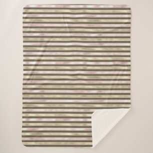 Cobertor Sherpa Dourado Glam Listras Marrons Rosa-Rosa