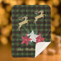 Dourado Salto de Reindeer com Poinsettias