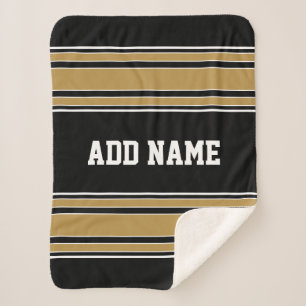 Cobertor Sherpa Dourado Stripes Sports Jersey Name - PODE EDITAR C