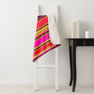 Cobertor Sherpa Dourado, Vermelho e Magenta - Sherpa Blanket Strik