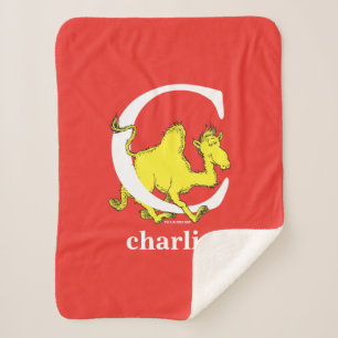 Cobertor Sherpa Dr. Seuss ABC: Carta C - Branco   Adicione seu nom