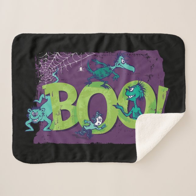 Cobertor Sherpa Dr. Seuss | BOO! Gráfico de Halloween (Frente (Horizontal))