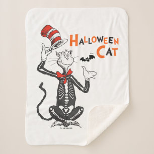 Cobertor Sherpa Dr. Seuss   Gato de Halloween no Chapéu
