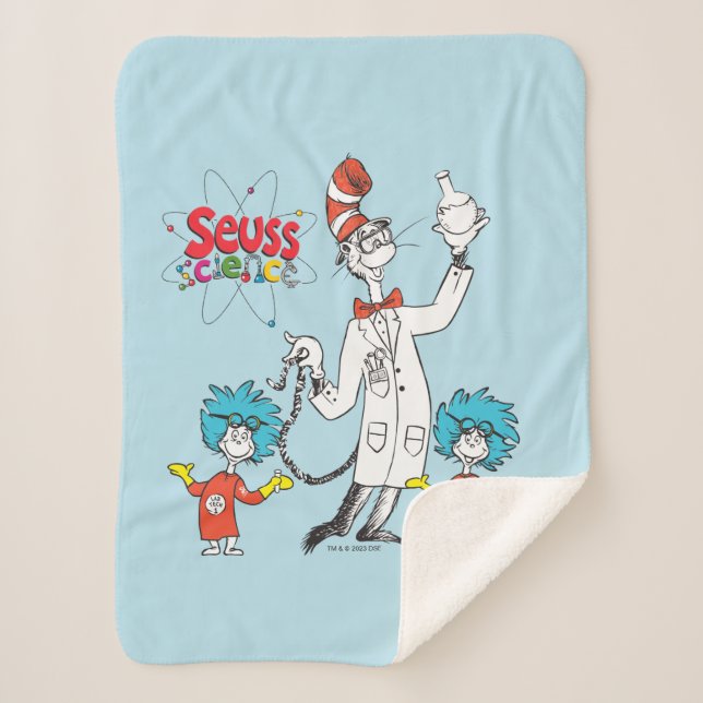 Cobertor Sherpa Dr. Seuss | Gato na Ciência do Hat Seuss (Frente)
