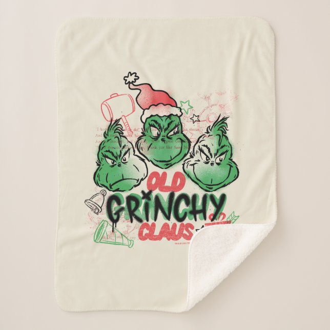 Cobertor Sherpa Dr. Seuss | Velho Grinch Claus (Frente)