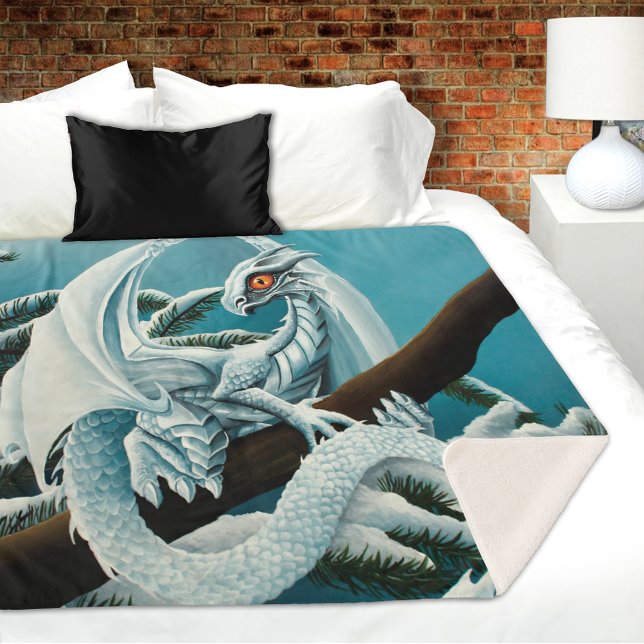 Cobertor Sherpa Dragão de inverno branco bebê (Criador carregado)