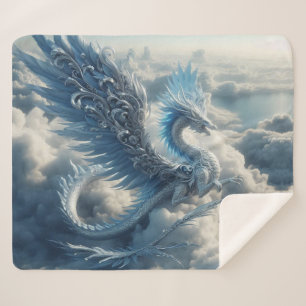 Cobertor Sherpa Dragão Espetacular Cercado por Nuvens