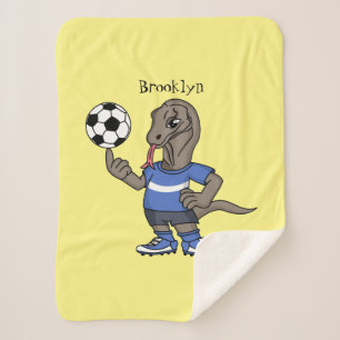 Cobertor Sherpa Dragão Komodo engraçado bonito jogando cartoon de