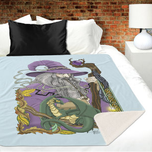 Cobertor Sherpa Dragão Mágico Celta Roxo Fantasia