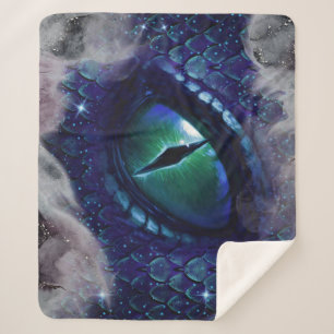 Cobertor Sherpa Dragão Medieval Azul Gótico com Tinta Glam