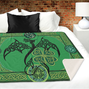Cobertor Sherpa Dragão Verde Irlandês Celta