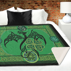 Cobertor Sherpa Dragão Verde Irlandês Celta