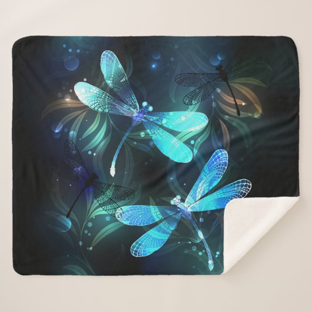 Cobertor Sherpa Dragonflies de lago (Frente (Horizontal))