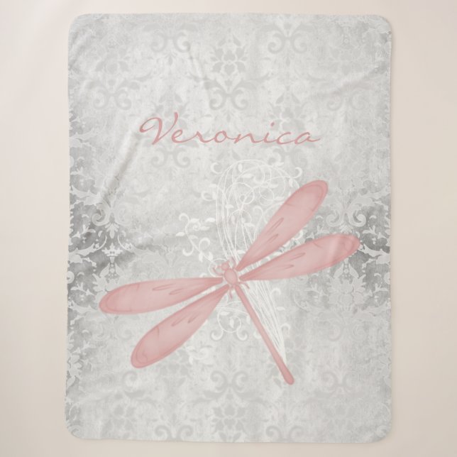 Cobertor Sherpa Dragonfly Rosa Personalizada Sherpa Blanket (Frente)