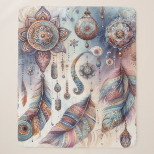 Cobertor Sherpa Dreamcatcher num tema boêmico