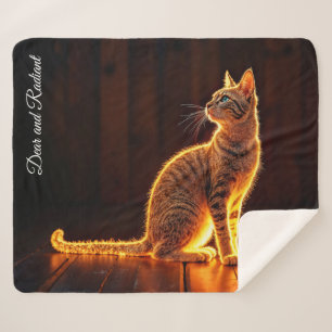 Cobertor Sherpa Dreamine feline gold cat retrata lindos animais de