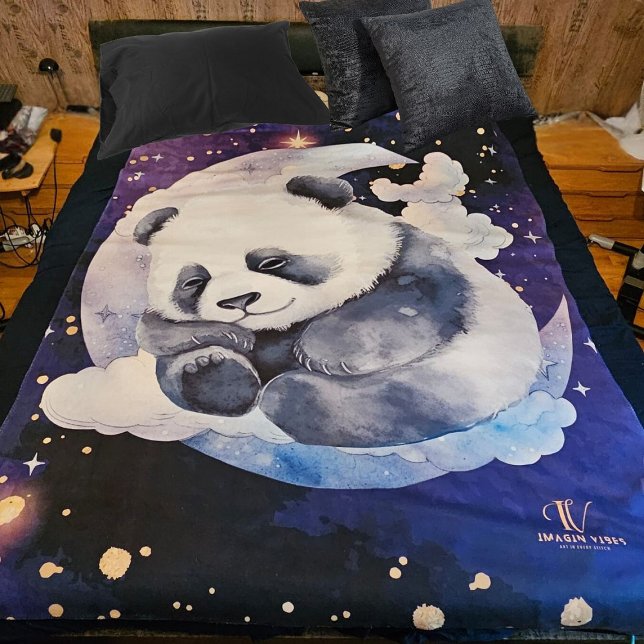 Cobertor Sherpa Dreamy Panda on Moon (Dreamy Panda on Moon Sherpa Blanket)