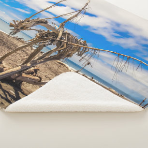 Cobertor Sherpa Driftwood trabalho de arte em Hokitika Beach, Nova