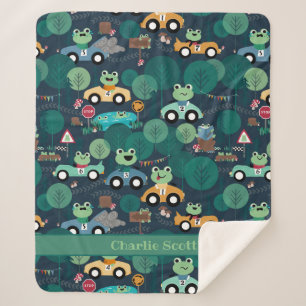 Cobertor Sherpa Drivers de Carros de Raça de sapo Crianças Persona