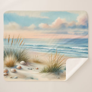 Cobertor Sherpa Dunas Costeiras Pastel Aquarela