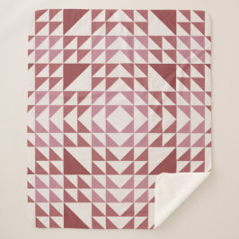 Cobertor Sherpa Dusty Rose Geometric Quilt Pattern