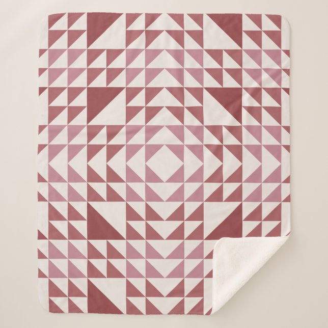 Cobertor Sherpa Dusty Rose Geometric Quilt Pattern (Frente)