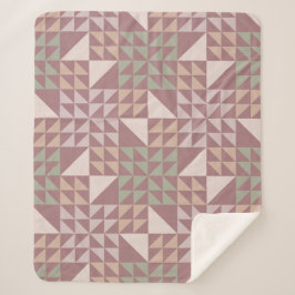 Cobertor Sherpa Dusty Rose Geometric Quilt Pattern