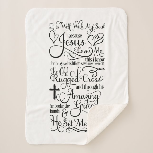 Cobertor Sherpa É Bom Com Minha Alma Porque Jesus Me Ama (Frente)