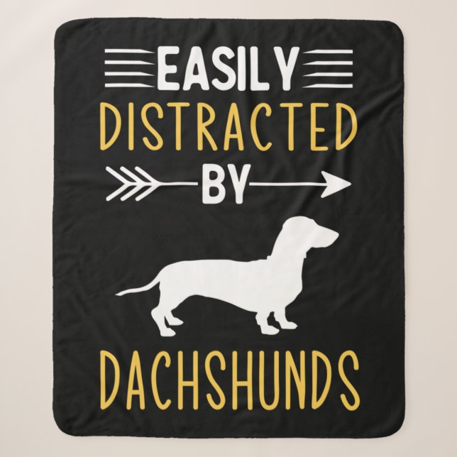 Cobertor Sherpa Easily Distracted By Dachshunds (Frente)