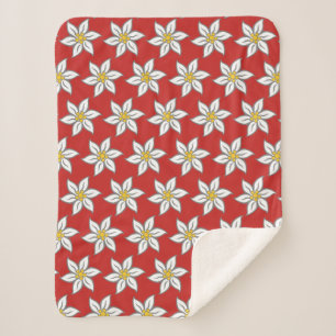 Cobertor Sherpa Edelweiss floresce cobertura vermelha do velo de