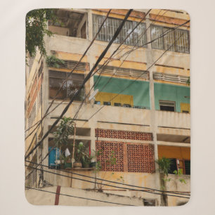 Cobertor Sherpa Edifício Colorido Vintage - vietnamita, antigo