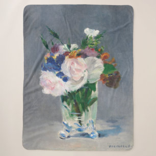 Cobertor Sherpa Edouard Manet - Flores em um Vaso de Cristal