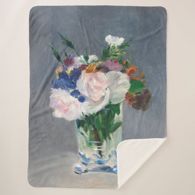Cobertor Sherpa Edouard Manet - Flores num Vaso Cristal (Frente)