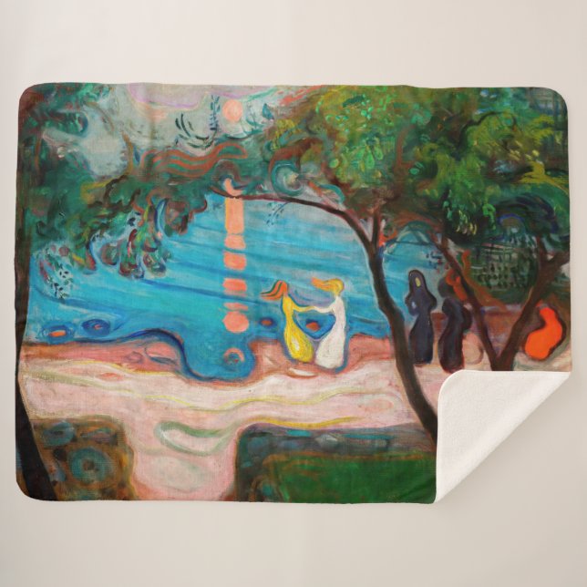 Cobertor Sherpa Edvard Munch - dança na praia (Frente (Horizontal))
