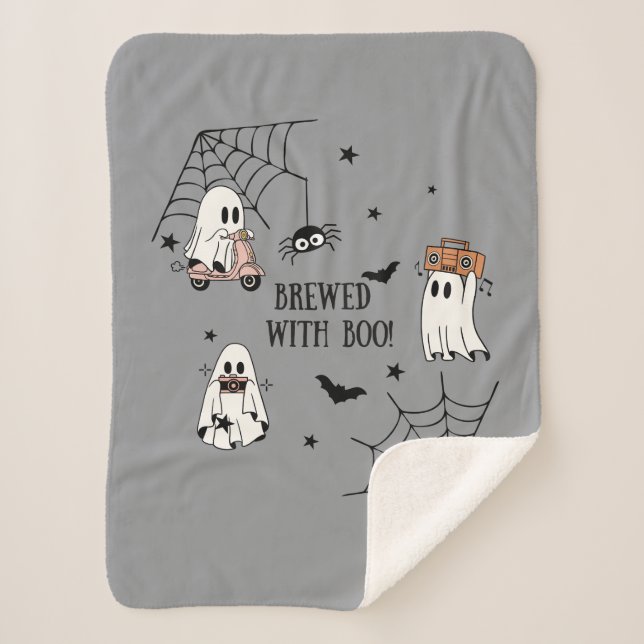 Cobertor Sherpa Ei Boo Halloween Engraçado Fantasma (Frente)