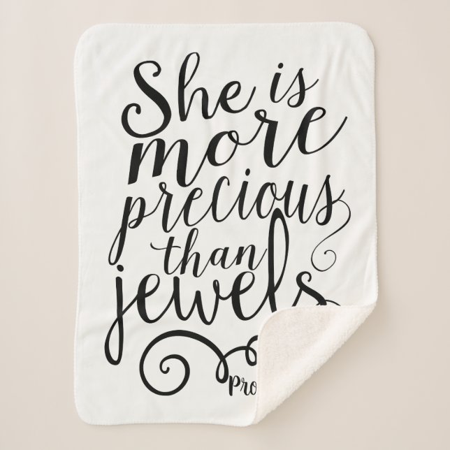 Cobertor Sherpa Ela é mais Precioso do que as joias provérbios 3:1 (Frente)