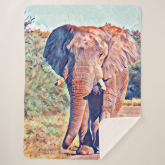 Cobertor Sherpa elefante aquarell