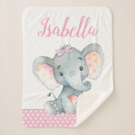 Cobertor Sherpa Elefante Baby Girl Blanket