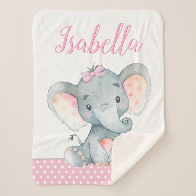 Cobertor Sherpa Elefante Baby Girl Blanket (Frente)