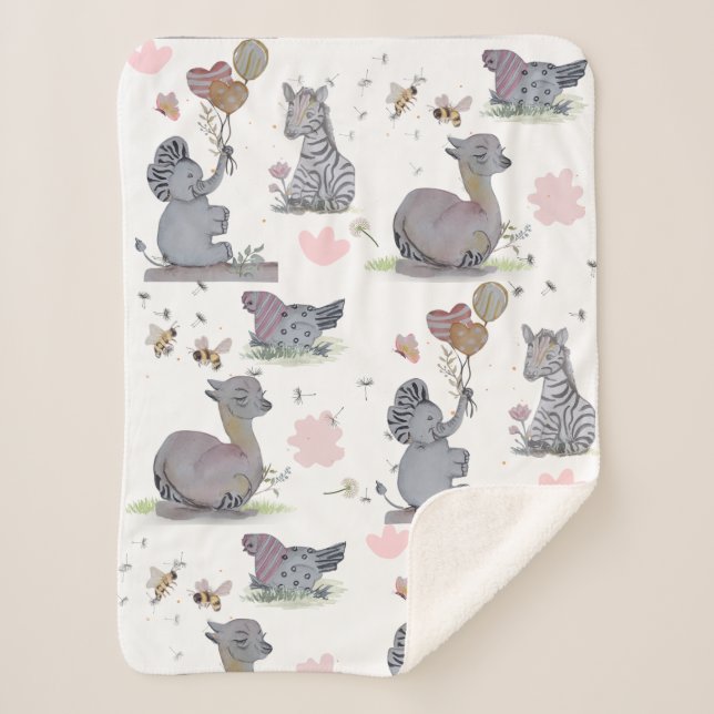 Cobertor Sherpa Elefante e Polka Hen (Frente)