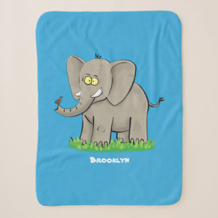 Cobertor Sherpa Elefante engraçado e bonito com desenho animado de