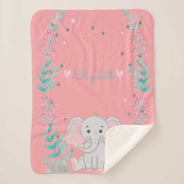 Cobertor Sherpa Elefante para Bebê (Frente)