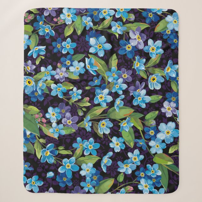 Cobertor Sherpa Elegance Forget-Me-Not Floral Patterno (Frente)