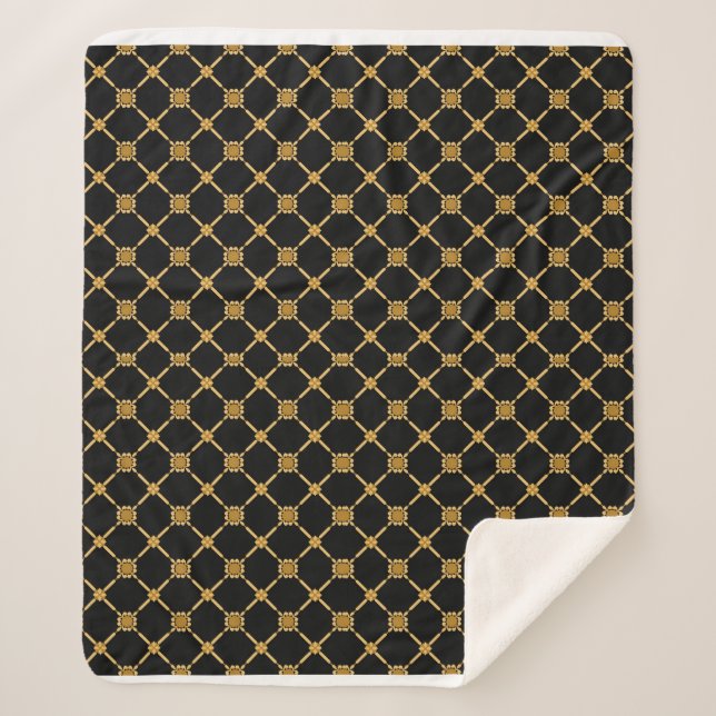 Cobertor Sherpa Elegância da trava do ouro (Frente)